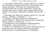 11 TEMA 1. ELECTROSTÁTICA (6 h) 1. Conceptos generales: Carga eléctrica, Fuerza de Coulomb y Campo eléctrico creado por una carga puntual. Principio de.