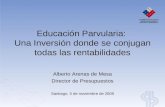 Educación Parvularia: Una Inversión donde se conjugan todas las rentabilidades Alberto Arenas de Mesa Director de Presupuestos Santiago, 5 de noviembre.