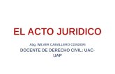 EL ACTO JURIDICO Abg. WILVER CABALLERO CONDORI DOCENTE DE DERECHO CIVIL: UAC- UAP.