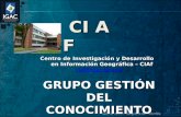CI A F Centro de Investigación y Desarrollo en Información Geográfica – CIAf ciaf@igac.gov.co ciaf@igac.gov.co GRUPO GESTIÓN DEL CONOCIMIENTO.