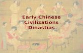 Early Chinese Civilizations Dinastías. Dinastías en China 1)Xia - hace más de cuatro mil años? 2)Shang (1750 to 1122 a.C.) (628 años) 3)Zhou (1122 to.