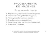 Procesamiento de Imágenes 1 Tema 2. Procesamiento global de imágenes. PROCESAMIENTO DE IMÁGENES Programa de teoría 1. Adquisición y representación de imágenes.
