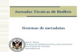 Jornadas Técnicas de RedIris Sistemas de metadatos José A. Senso Facultad de Biblioteconomía y Documentación Universidad de Granada jsenso@ugr.es.