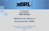 1ª Sesión Formativa XBRL España Modelo de datos y Taxonomías XBRL 2015 1 de Junio 2015 Moira Lorenzo (moira.lorenzo@atos.net) Presidenta Grupo Taxonomías.