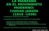 LA MANZANA EN EL MOVIMIENTO MODERNO: CIUDAD JARDÍN (1919 -1939) 1.Introducción: Evolución de la manzana. 2.La apertura de la manzana: El modelo de la ciudad.