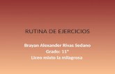 RUTINA DE EJERCICIOS Brayan Alexander Rivas Sedano Grado: 11º Liceo mixto la milagrosa.