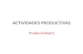 ACTIVIDADES PRODUCTIVAS Prueba Unidad 0. Existen varias actividades reciben los siguientes nombres: Actividades primarias ó de extracción de recursos.