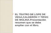 EL TEATRO DE LOPE DE VEGA,CALDERÓN Y TIRSO DE MOLINA.Presentación resumen que se debe ampliar con el libro.