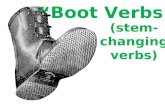 “Boot Verbs” (stem- changing verbs). Boot verbs= Verbs that (when conjugated) have a change in the stem.