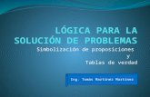 Simbolización de proposiciones y Tablas de verdad Ing. Tomás Martínez Martínez.