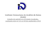 Instituto Venezolano de Análisis de Datos (IVAD) Estudio de opinión en el Estado Carabobo, realizado entre el 13 y el 30 de septiembre 2013.