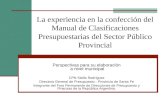La experiencia en la confección del Manual de Clasificaciones Presupuestarias del Sector Público Provincial Perspectivas para su elaboración a nivel municipal.