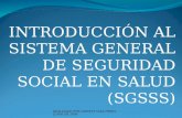 INTRODUCCIÓN AL SISTEMA GENERAL DE SEGURIDAD SOCIAL EN SALUD (SGSSS) REALIZADO POR GREISSY DÍAZ PÉREZ, JUNIO DE 2009.