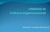 Docente: Carolina Navarro L. Definición de cultura Edgar Schein, define a la cultura como: “Patrón de supuestos básicos que el grupo ha inventado, descubierto.