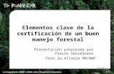 Elementos clave de la certificación de un buen manejo forestal 12/12/02 Presentación preparada por Pierre Hauselmann Para la Alianza BM/WWF.