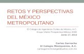 RETOS Y PERSPECTIVAS DEL MÉXICO METROPOLITANO El Colegio de ingenieros Civiles de México, A.C. Grupo Visión Prospectiva México 2030 Junio 17, 2013 Carlos.