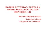PATRIA POTESTAD, TUTELA Y OTROS DERECHOS DE LOS MENORES (11) * Rosalía Mejía Rosasco Notaria de Lima Magister en Derecho.