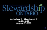Workshop & Simulcast 1 10:30 - 12:00 January 21, 2004