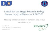 Search for the Higgs boson in H  γγ  decays in pp collisions at 1.96 TeV