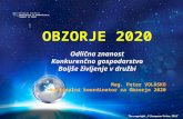 OBZORJE 2020 Odlična znanost Konkurenčno gospodarstvo Boljše življenje v družbi Mag. Peter VOLASKO