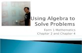 Using Algebra to  Solve Problems