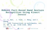 Robust Part-Based Hand Gesture Recognition Using  Kinect  Sensor