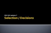 Selection / Decisions