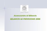 Assessorato al Bilancio BILANCIO DI PREVISIONE 2006