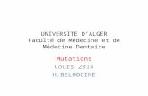 UNIVERSITE D’ALGER Faculté de Médecine et de Médecine Dentaire