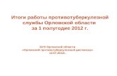 Итоги работы противотуберкулезной службы Орловской области  за 1 полугодие 2012 г.