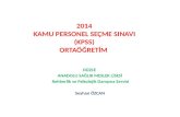 2014 KAMU  PERSONEL SEÇME  SINAVI (KPSS) ORTAÖĞRETİM