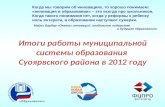 Итоги работы муниципальной системы образования  Суоярвского района в 2012 году