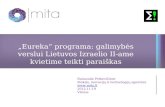 „ Eureka “ programa:  galimybės  verslui Lietuvos Izraelio II-ame kvietime teikti paraiškas