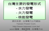 台灣主要的發電形式 - 水力發電 - 火力發電 - 核能發電