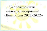 Долгосрочная  целевая программа  «Каникулы 2011-2012»