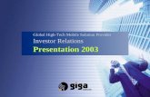 Global High-Tech Mobile Solution Provider Investor Relations Presentation 2003