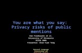 You are what you say:  Privacy risks of public mentions