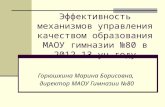Эффективность механизмов управления качеством образования МАОУ гимназии №80 в 2012-13  уч.году