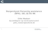 Borgerstyret Personlig assistance (BPA), SEL §§ 95-96 Gitte Madsen