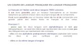 UN COURS DE LANGUE FRANÇAISE EN LANGUE FRANÇAISE