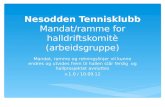 Nesodden Tennisklubb Mandat/ramme for  halldriftskomitè  (arbeidsgruppe)