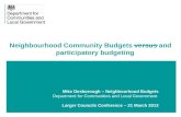 Neighbourhood Community Budgets versus and participatory budgeting