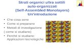 Strati organici ultra sottili  auto-organizzati (Self-Assembled Monolayers) Un’introduzione
