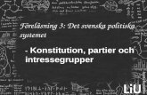 Föreläsning 3: Det svenska politiska systemet