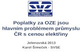 Poplatky za OZE jsou hlavním problémem průmyslu ČR s cenou elektřiny