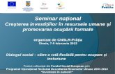 Seminar național Creşterea investiţiilor în resursele umane şi promovarea ocupării formale