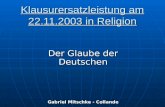 Klausurersatzleistung am 22.11.2003 in Religion