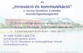 Az „Innováció és kommunikáció” c. kurzus keretében 3 előadás innovációgazdaságtanból