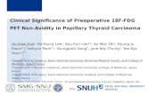 Clinical Significance of Preoperative 18F-FDG PET Non-Avidity in Papillary Thyroid Carcinoma