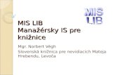 MIS LIB  Manažérsky IS pre knižnice